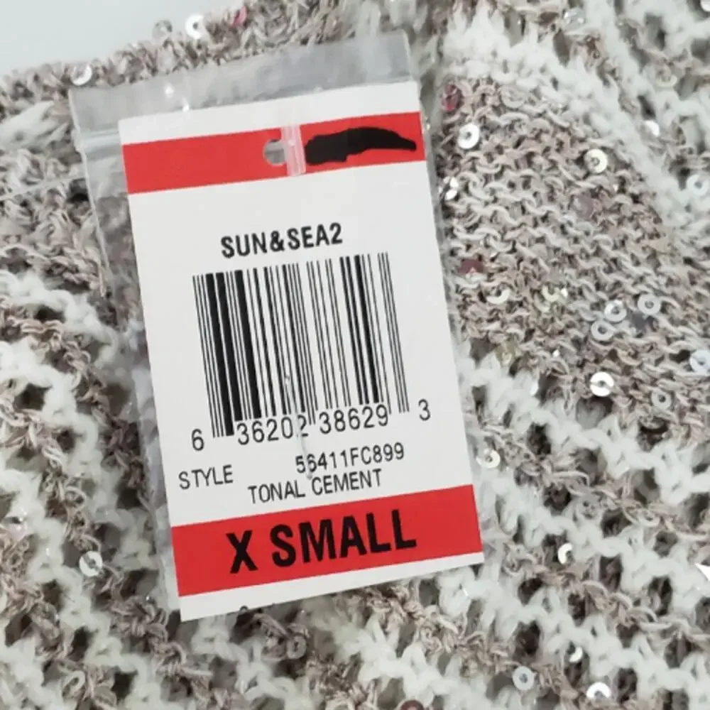 INC International Concepts Sequin Sleeveless Knit Cowl Neck Top XS  Metallic